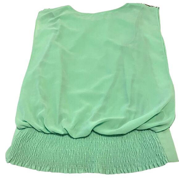 MARINEBLU SLEEVELESS PULL-OVER ROUND NECK BLOUSE, WOMENS, M, LIME GREEN/SILVER - Picture 7 of 12